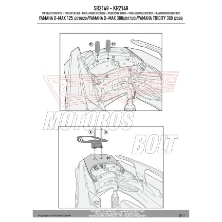 Csomagtartó alap Yamaha X-Max 125 (2018-2022) / Tricity 300 (2020-2024) / X-Max 300 (2017-2022) GIVI