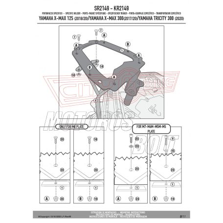 Csomagtartó alap Yamaha X-Max 125 (2018-2022) / Tricity 300 (2020-2024) / X-Max 300 (2017-2022) GIVI