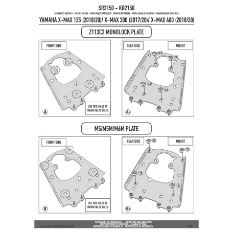 Csomagtartó alap Yamaha X-Max 125 (18-22) / 300 (17-22) / 400 (18-21) GIVI