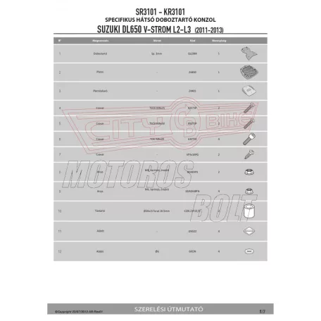 Csomagtartó alap Suzuki DL 650 V-Strom L2-L3-L4-L5-L6 (11-16) GIVI
