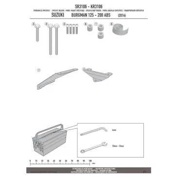   Csomagtartó alap SUZUKI BURGMAN 125-200 K7-K8-K9-L0-L1-L2-L3 (06-13) / SUZUKI BURGMAN 125-200 ABS (14-21) GIVI