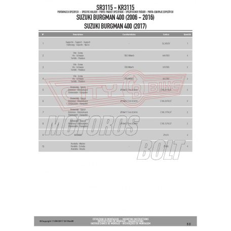 Csomagtartó alap SUZUKI Burgman 400 K7-K8-K9-L0-L1-L2-L3-L4-L5-L6 (2006-2016) / Burgman 400 (2017-2024) GIVI