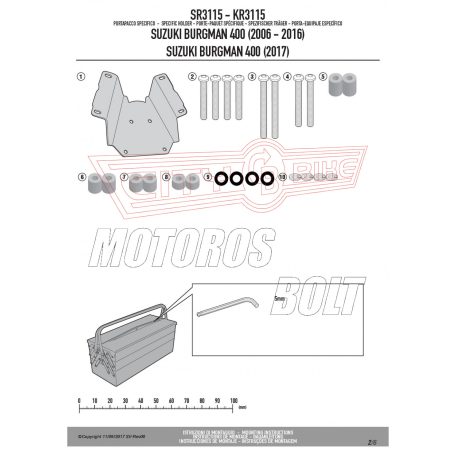 Csomagtartó alap SUZUKI Burgman 400 K7-K8-K9-L0-L1-L2-L3-L4-L5-L6 (2006-2016) / Burgman 400 (2017-2024) GIVI