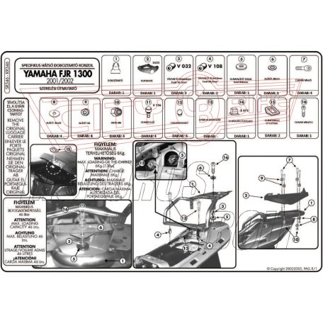 Csomagtartó Yamaha FJR 1300 (01-05) GIVI MonoKEY dobozhoz