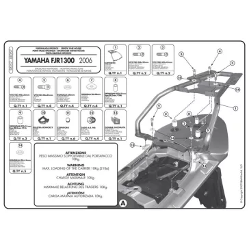 Csomagtartó Yamaha FJR 1300 (06-18) GIVI MonoKEY dobozhoz