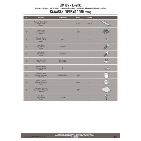 Csomagtartó alap Kawasaki Versys 1000 (12-16) / Kawasaki Versys 1000/SE (2017-2024) GIVI