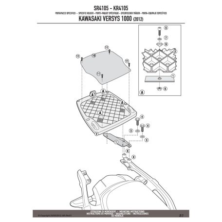 Csomagtartó alap Kawasaki Versys 1000 (12-16) / Kawasaki Versys 1000/SE (2017-2024) GIVI