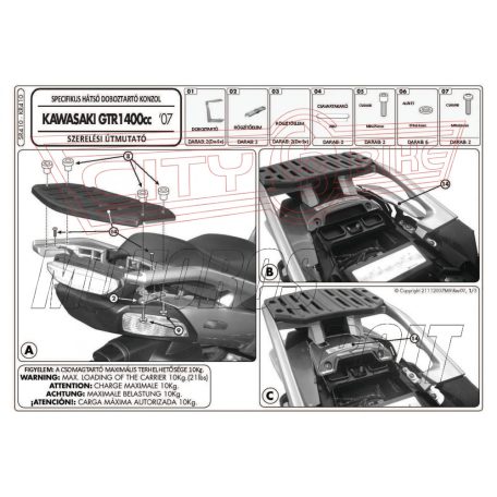 Csomagtartó Kawasaki GTR 1400 (07-15) GIVI MonoKEY dobozhoz