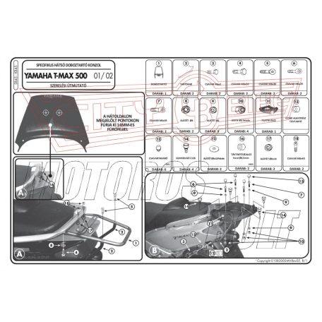 Csomagtartó Yamaha T-Max 500 (01-07) GIVI MonoKEY dobozhoz