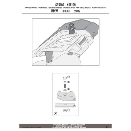 Csomagtartó alap BMW F 800 GT (13-19), BMW F 800 R (2015-2019), BMW F 800 ST (2006-2016) GIVI