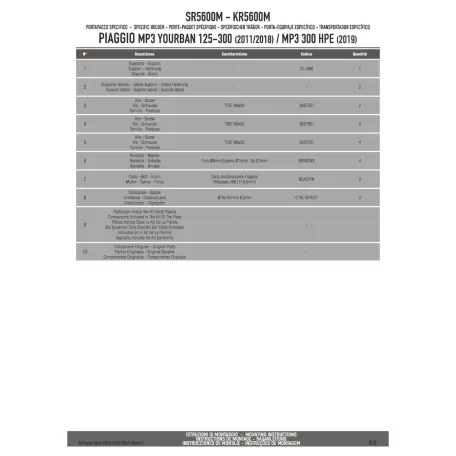 Csomagtartó alap Piaggio MP3 Yourban 125-300 (11-18) Piaggio MP3 300 HPE (2019-2024) GIVI