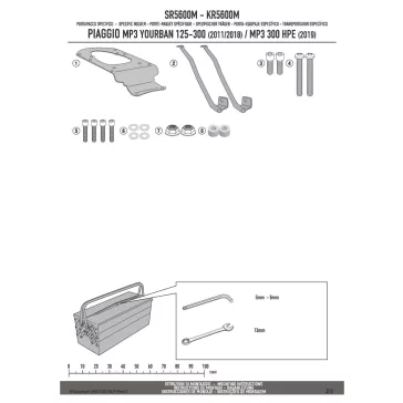  Csomagtartó alap Piaggio MP3 Yourban 125-300 (11-18) Piaggio MP3 300 HPE (2019-2024) GIVI