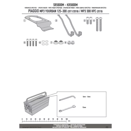 Csomagtartó alap Piaggio MP3 Yourban 125-300 (11-18) Piaggio MP3 300 HPE (2019-2024) GIVI