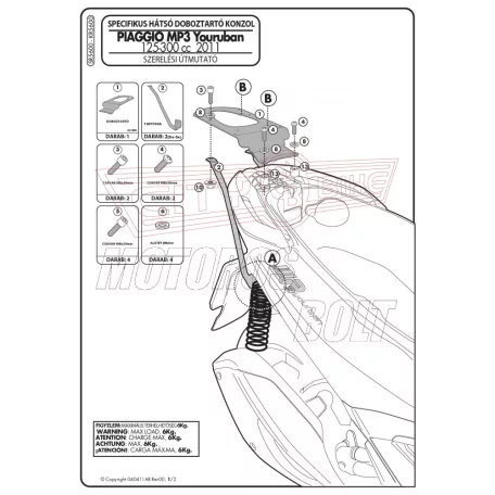 Csomagtartó alap Piaggio MP3 Yourban 125-300 (11-18) Piaggio MP3 300 HPE (19-24) GIVI