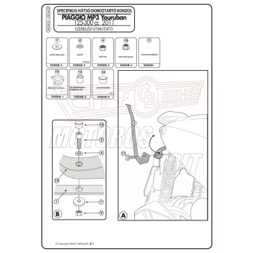   Csomagtartó alap Piaggio MP3 Yourban 125-300 (11-18) Piaggio MP3 300 HPE (19-24) GIVI