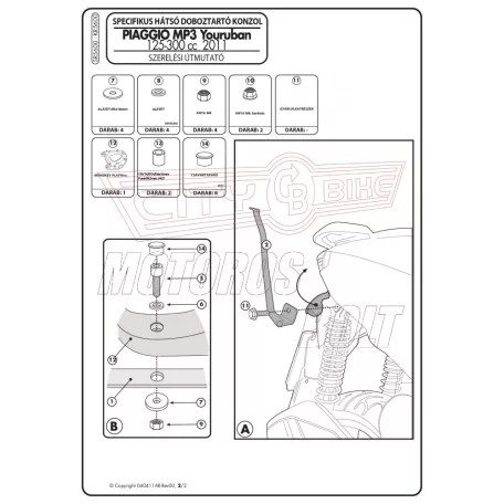 Csomagtartó alap Piaggio MP3 Yourban 125-300 (11-18) Piaggio MP3 300 HPE (19-24) GIVI