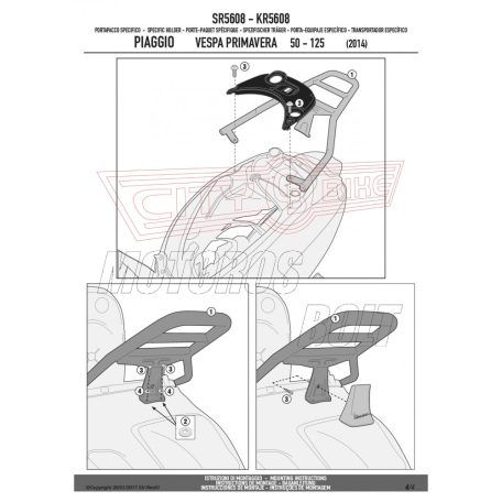 Csomagtartó alap Piaggio Vespa Primavera 50-125-150 (2014-2024) / Piaggio Vespa Sprint 50-125-150 (2014-2024) GIVI