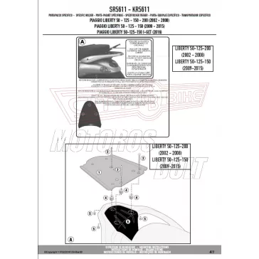   Csomagtartó Piaggio Liberty 50-125-150-200 (02-08) / Liberty 50-125-150 (09-15) / Liberty 50-125-150 I-Get (16-24) GIVI