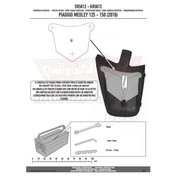   Csomagtartó alap Piaggio Medley 125-150 (2016-2018) / Piaggio Medley 125-150 I-GET Medley S 125-150 (2020-2026) GIVI