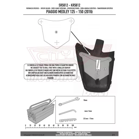 Csomagtartó alap Piaggio Medley 125-150 (2016-2018) / Piaggio Medley 125-150 I-GET Medley S 125-150 (20-24GIVI