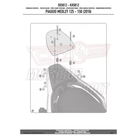 Csomagtartó alap Piaggio Medley 125-150 (2016-2018) / Piaggio Medley 125-150 I-GET Medley S 125-150 (20-24GIVI