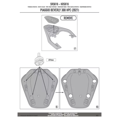 Csomagtartó alap Piaggio Beverly 300-400 HPE (2021-2024) GIVI