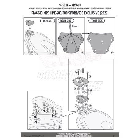 Csomagtartó Piaggio MP3 HPE400 / 400 Sport - 530 Exclusive (22-24) GIVI