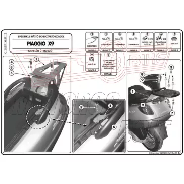  Csomagtartó Piaggio X9 125-180-250 (00-02) / Piaggio X9 200-250-500 Evolution (03-08) / Piaggio X9 500 (01-02) GIVI