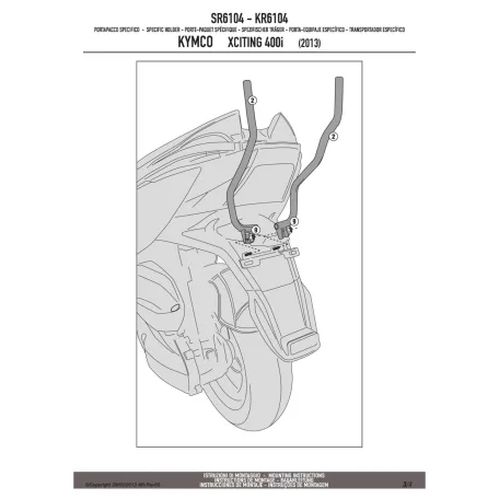 Csomagtartó alap KYMCO XCITING 400I (13-17) GIVI