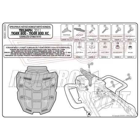 Csomagtartó alap TRIUMPH TIGER 800 / TIGER 800 XC / TIGER XR (11-17) / TRIUMPH Tiger 800 XC / 800 XR (2018) GIVI