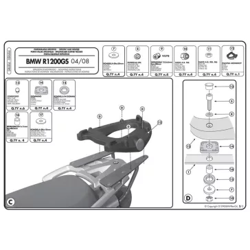 Csomagtartó BMW R 1200 GS (04-12) GIVI MonoKEY dobozhoz