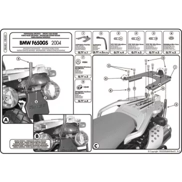   Csomagtartó BMW F 650 GS (04-07) / G 650 GS (11-17) GIVI MonoKEY dobozhoz