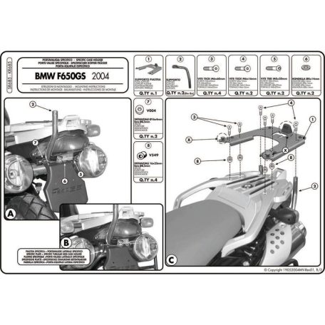Csomagtartó BMW F 650 GS (04-07) / G 650 GS (11-17) GIVI MonoKEY dobozhoz