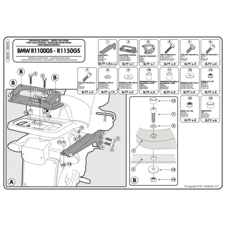 Csomagtartó alap BMW R 1100 GS (94-99) / BMW R1150 GS (00-03) GIVI