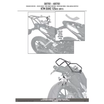 Csomagtartó alap KTM DUKE 125-200-390 (11-16) GIVI