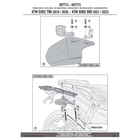 Csomagtartó KTM Duke 790 (2018-2020) / 890 Duke R (2021-2023) GIVI