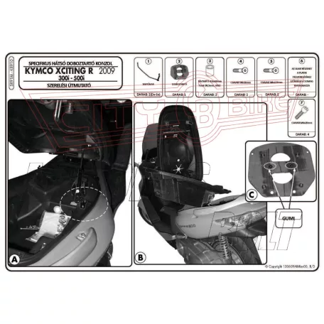 Csomagtartó Kymco Xciting R 300I-500I (09-14) GIVI MonoLOCK dobozhoz