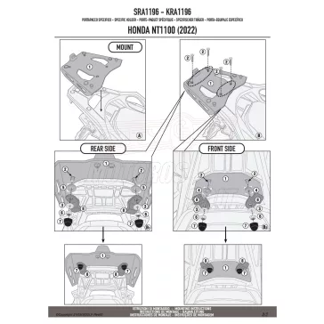 Csomagtartó alap HONDA NT1100 (22-24) GIVI alumínium
