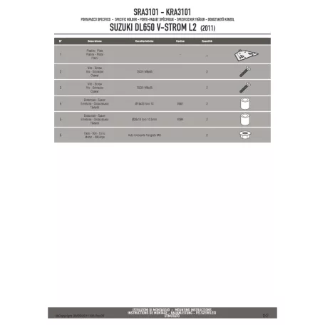 Csomagtartó alap Suzuki DL 650 V-Strom L2-L3-L4-L5-L6 (11-16) GIVI alumínium