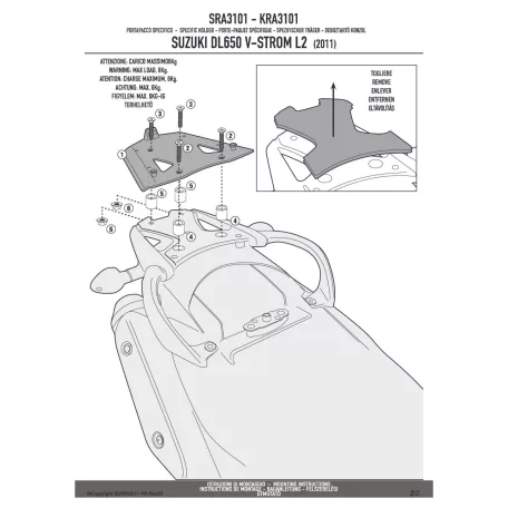 Csomagtartó alap Suzuki DL 650 V-Strom L2-L3-L4-L5-L6 (11-16) GIVI alumínium