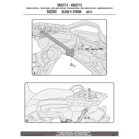 Csomagtartó alap Suzuki DL 650 V-Strom (2017-2024) / Suzuki DL 1000 V-Strom (2017-2019) GIVI