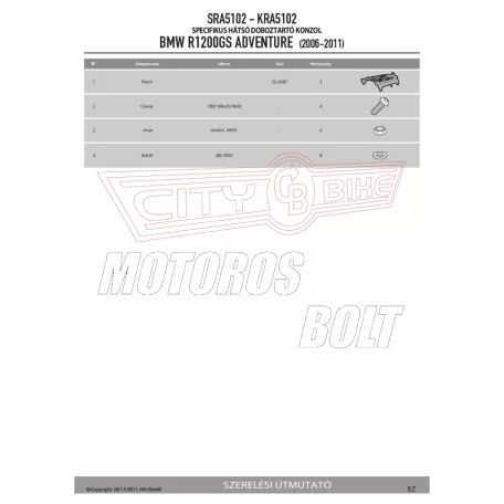 Csomagtartó alap BMW R 1200 GS Adventure (06-13) GIVI alumínium
