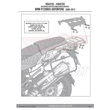   Csomagtartó alap BMW R 1200 GS Adventure (06-13) GIVI alumínium