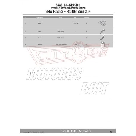 Csomagtartó alap BMW F 650 GS (08-17) / F 700 GS (13-17) / F 800 GS (08-17) / F 800 GS Adventure (13-18) GIVI