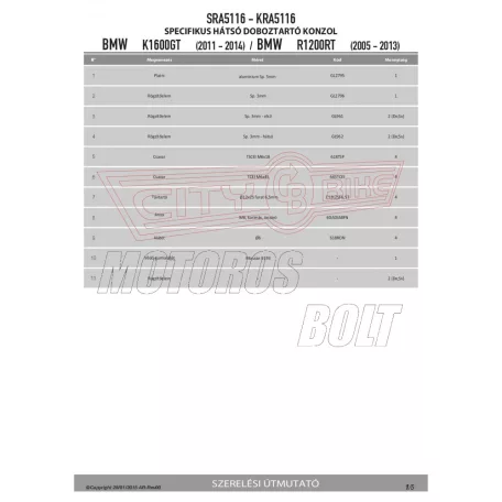 Csomagtartó alap BMW R 1200 RT (05-13) / BMW K 1600 GT (11-23) GIVI alumínium
