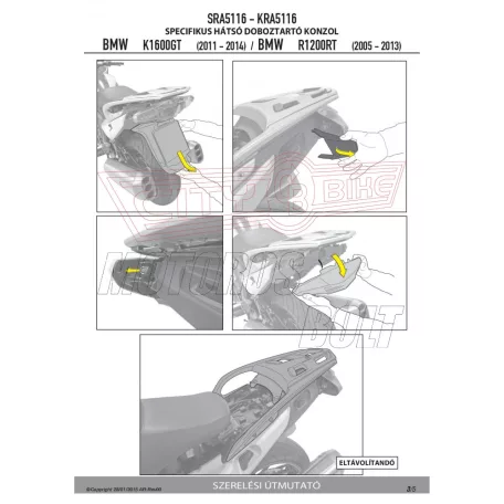Csomagtartó alap BMW R 1200 RT (05-13) / BMW K 1600 GT (11-23) GIVI alumínium