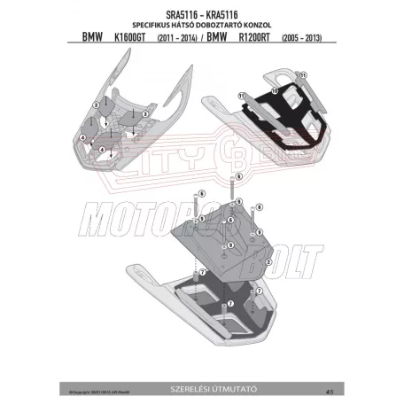 Csomagtartó alap BMW R 1200 RT (05-13) / BMW K 1600 GT (11-23) GIVI alumínium