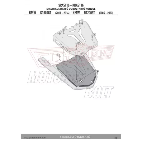 Csomagtartó alap BMW R 1200 RT (05-13) / BMW K 1600 GT (11-23) GIVI alumínium