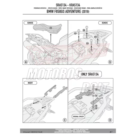 Csomagtartó alap BMW F 850 GS Adventure (2019-2023) GIVI