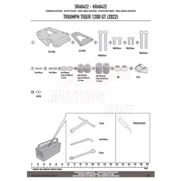   Csomagtartó alap TRIUMPH Tiger 1200 GT Explorer (2022-2026) / TRIUMPH Tiger 1200 GT (2022-2026) /  Tiger  1200 Rally Explorer GIVI alumínium